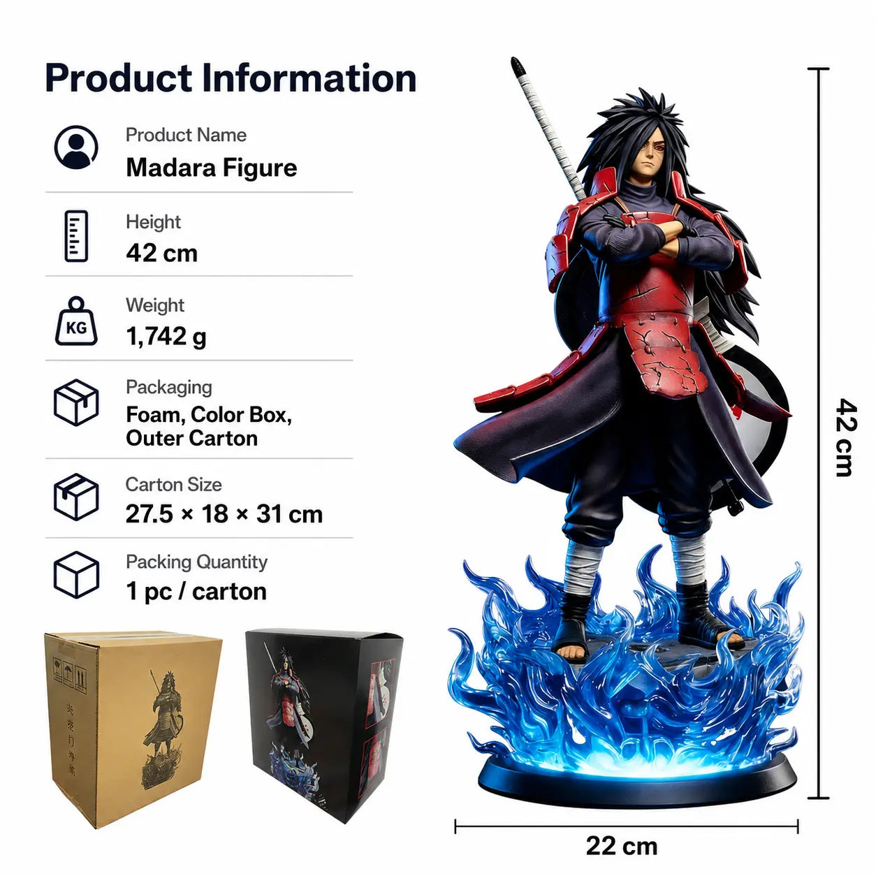 NARUTO Uchiha Madara Light Up Figure – Collector's Edition