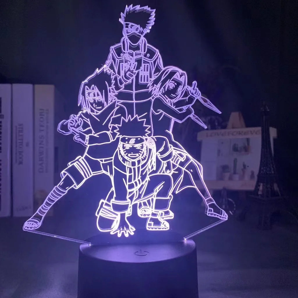 NARUTO Team 7 LED Acrylic Stand – Luminous Night Light Figure Set