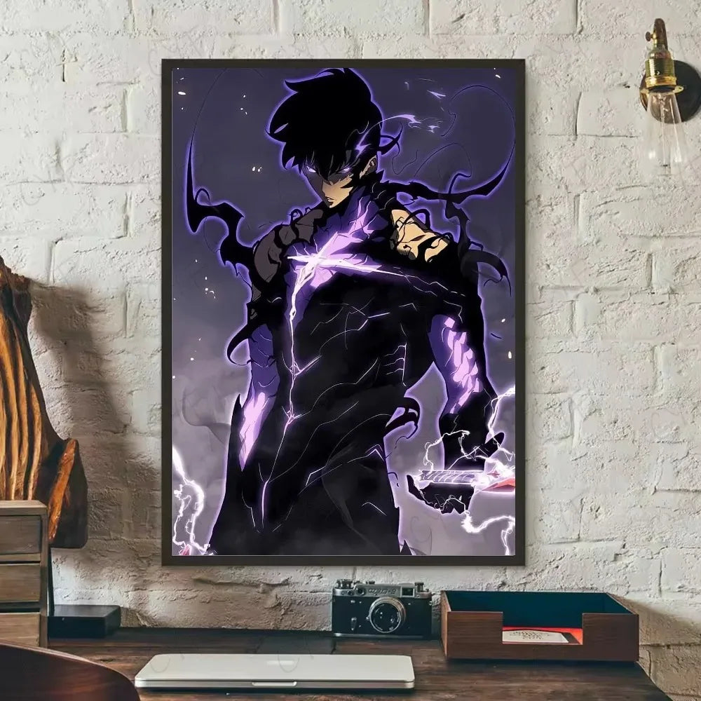 SOLO LEVELING Frameless Canvas Painting – Anime Wall Art Print