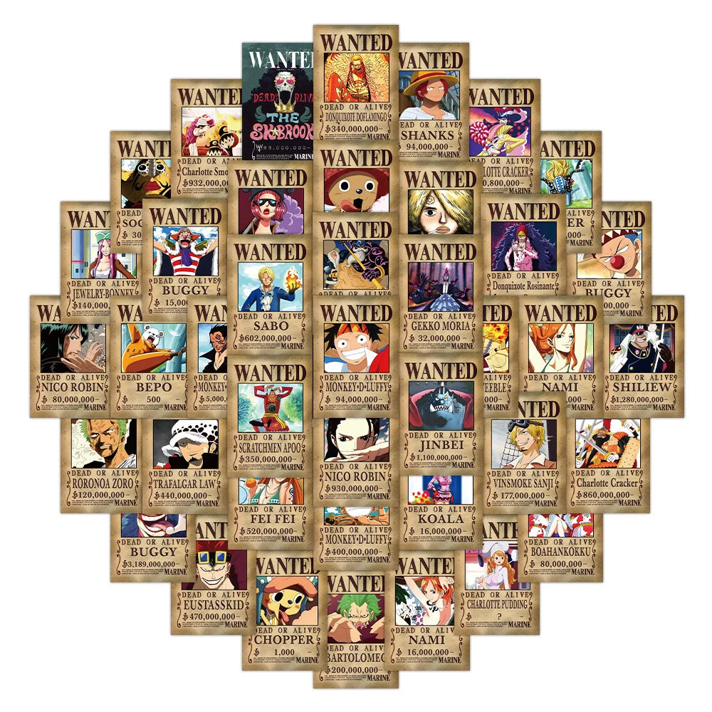 ONE PIECE Wanted Posters Stickers – 10/30/56 Pack Options