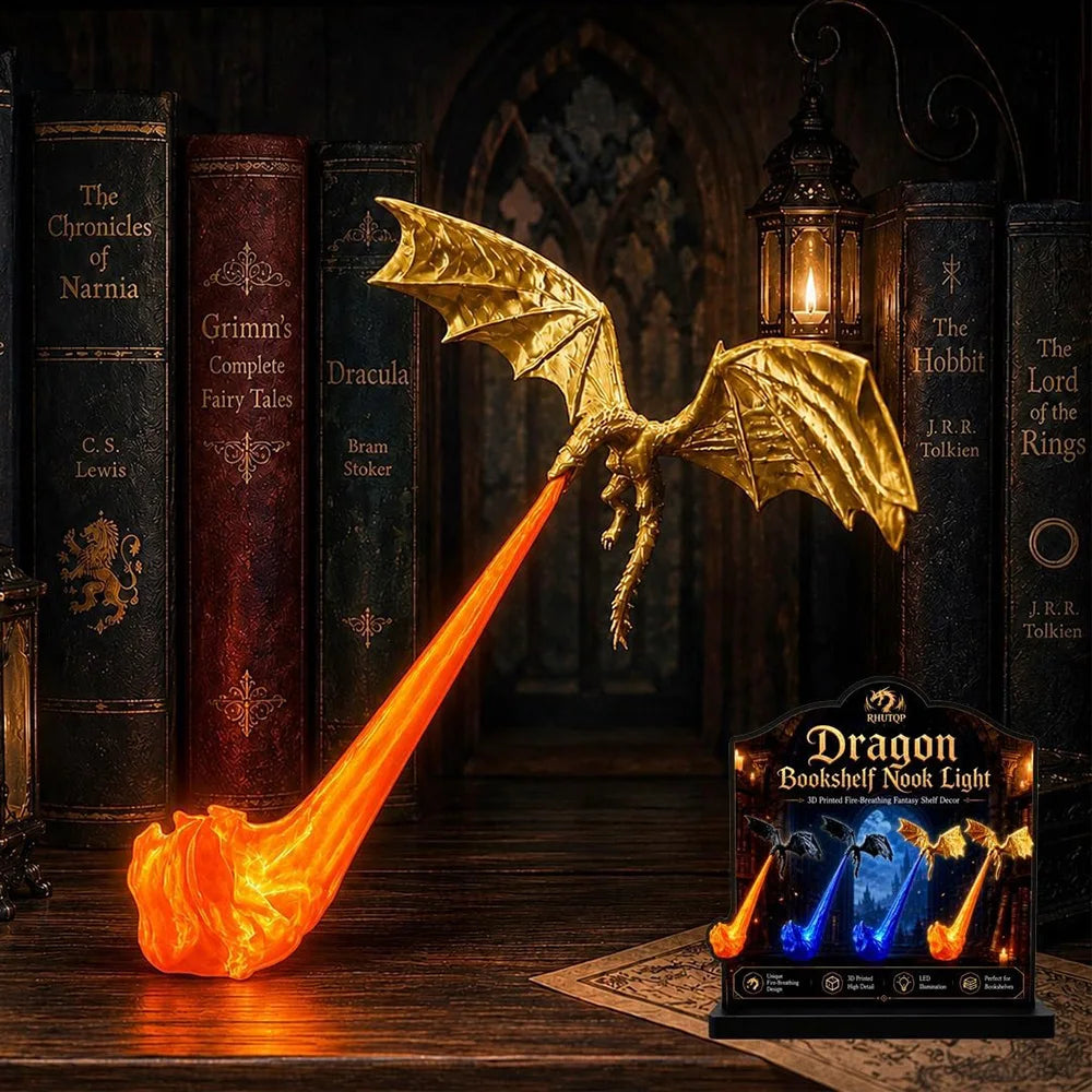 Dragon's Breath Flame Lamp — 3D Dragon Shelf Night Light
