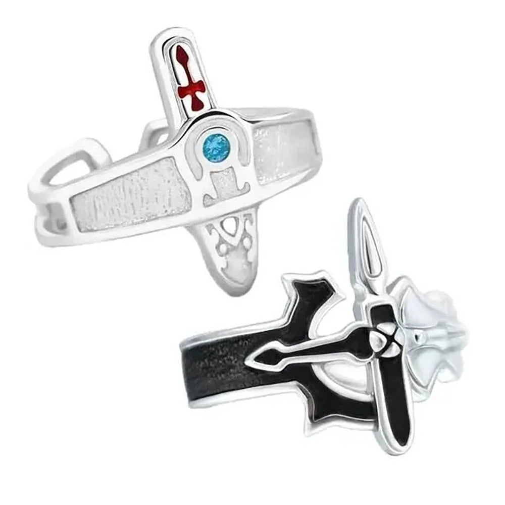 [SWORD ART ONLINE] Asuna & Kirito Rings – Retro Cross Design
