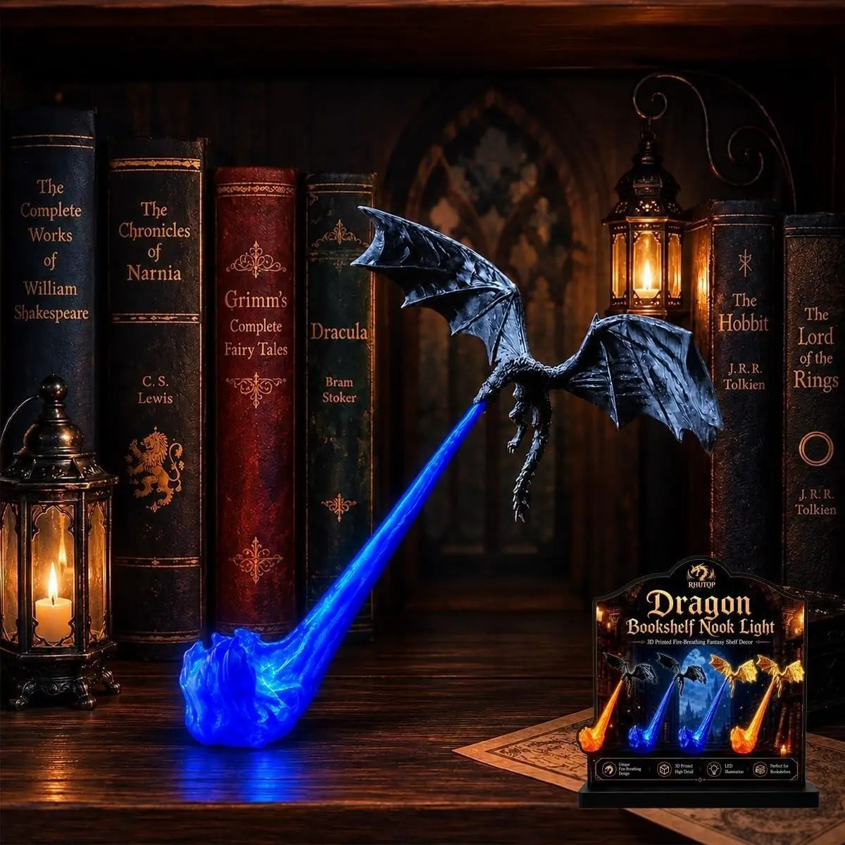 Dragon's Breath Flame Lamp — 3D Dragon Shelf Night Light