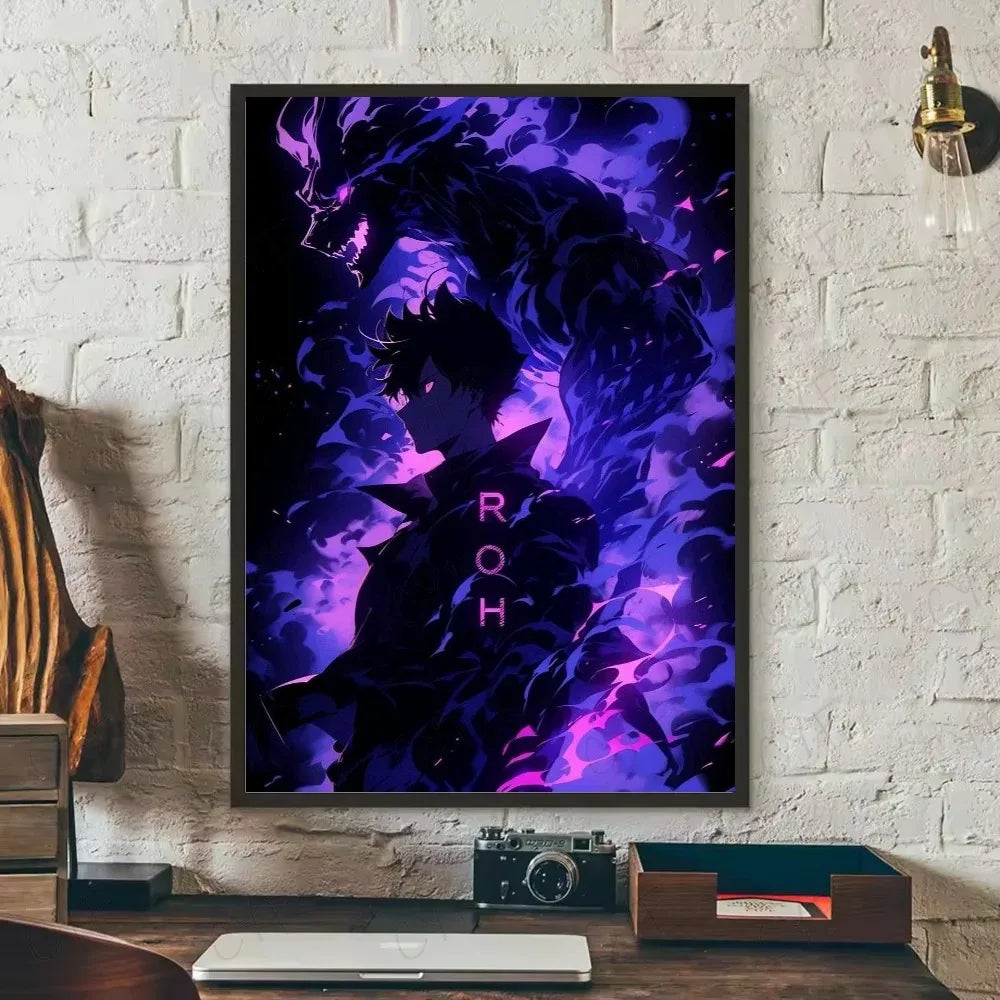 SOLO LEVELING Frameless Canvas Painting – Anime Wall Art Print