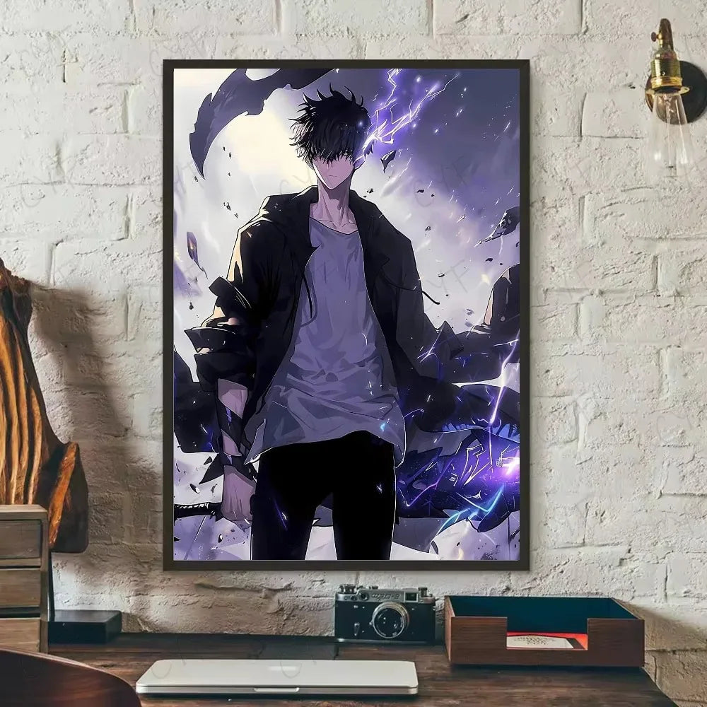 SOLO LEVELING Frameless Canvas Painting – Anime Wall Art Print