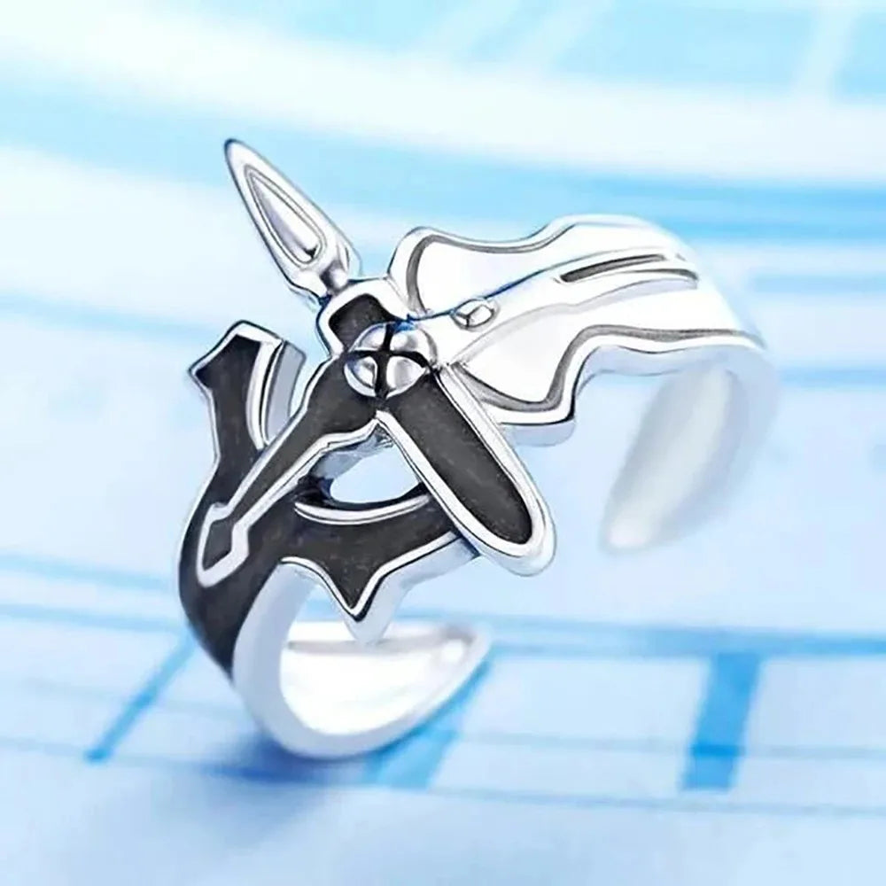 [SWORD ART ONLINE] Asuna & Kirito Rings – Retro Cross Design