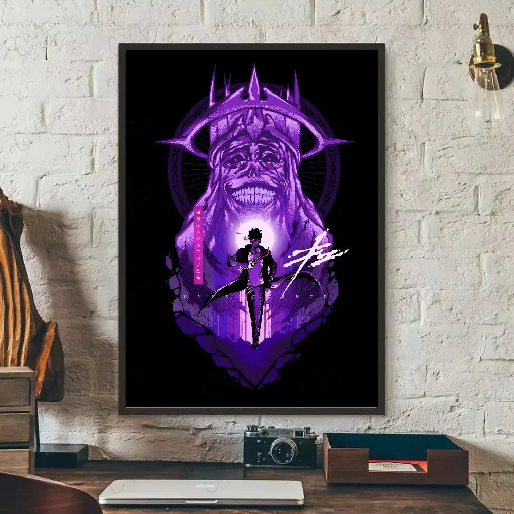 SOLO LEVELING Frameless Canvas Painting – Anime Wall Art Print