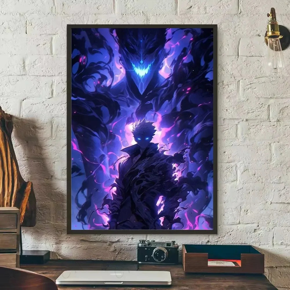 SOLO LEVELING Frameless Canvas Painting – Anime Wall Art Print